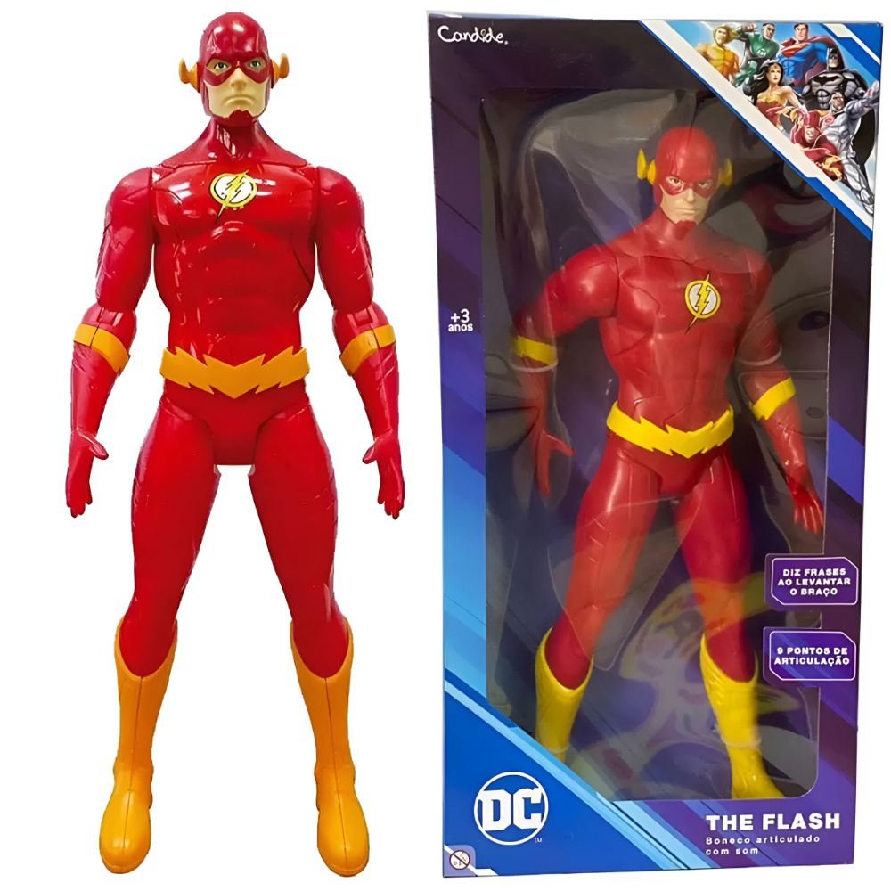 Boneco Flash Som Articulado Justice League Dc Candide Papelaria