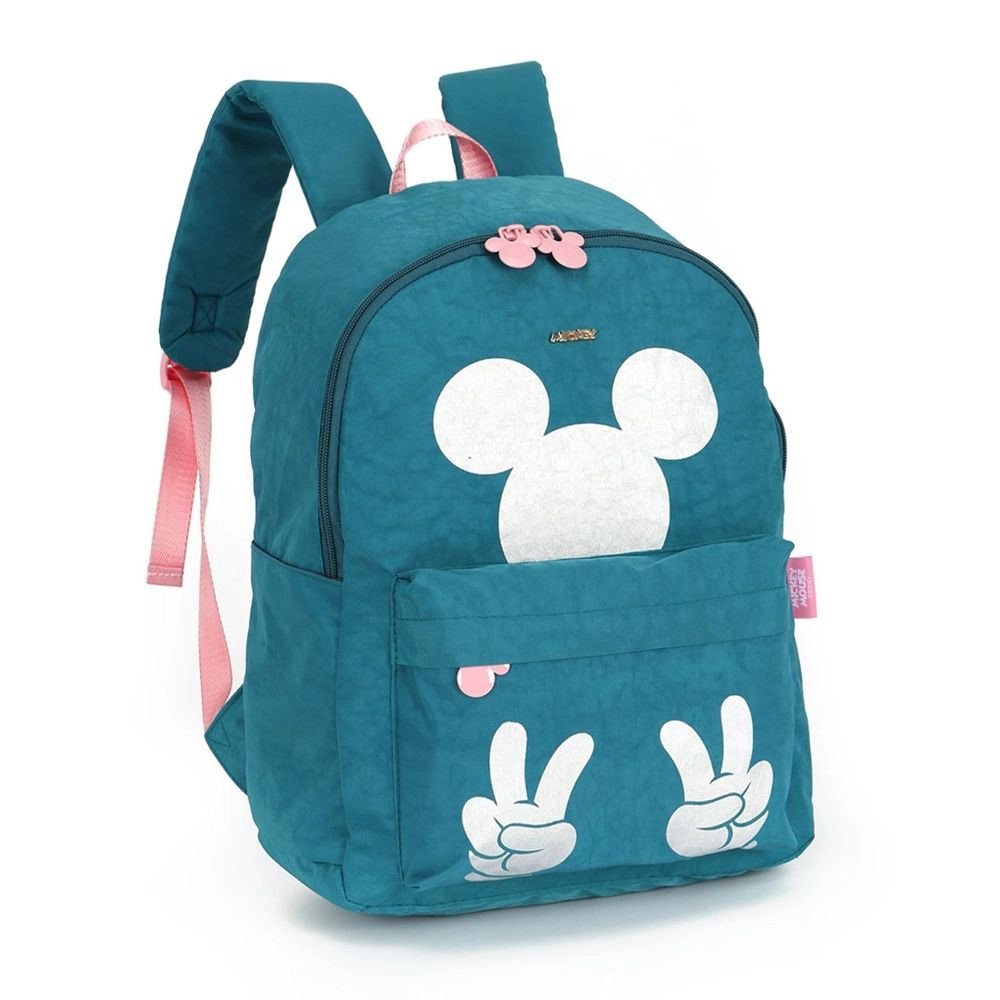 Mochila De Costas Media Mickey Mouse Disney Verde Luxcel Papelaria Pigmeu