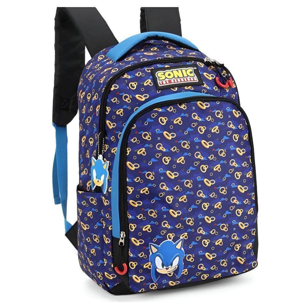 Mochila De Costas Sonic The Hedgehog Pixel Aneis Azul Luxcel