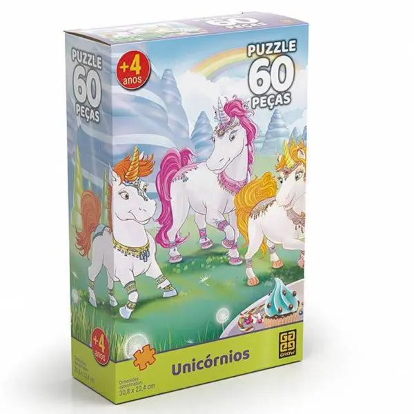 Quebra Cabeça Puzzle 60 Peças Unicornios 03564 Grow