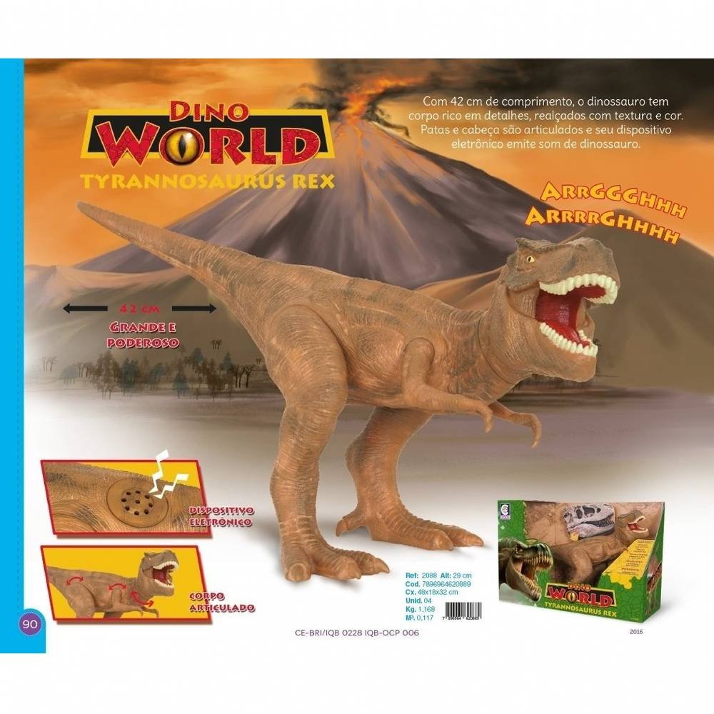 Dinossauro Tyrannosaurus Rex 42Cm Dino World Som Cotiplá