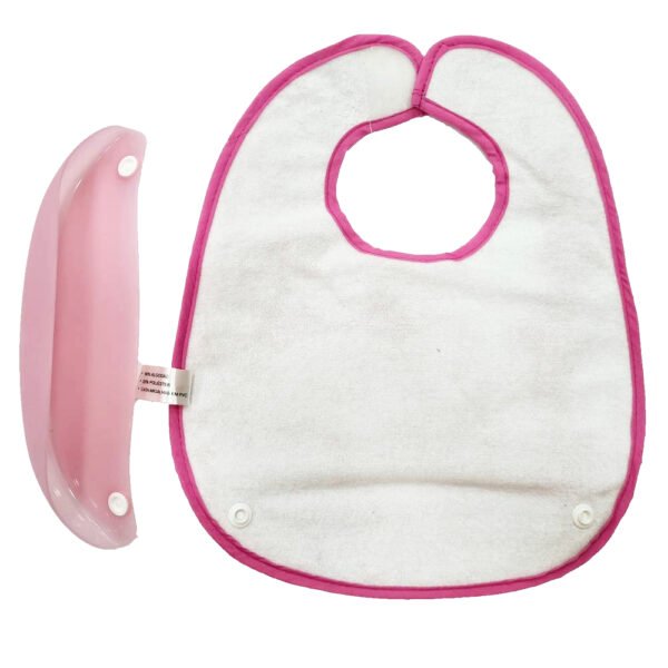 Babador Cata Migalhas Soft Plastico e Tecido Rosa Pimpolho - Image 3