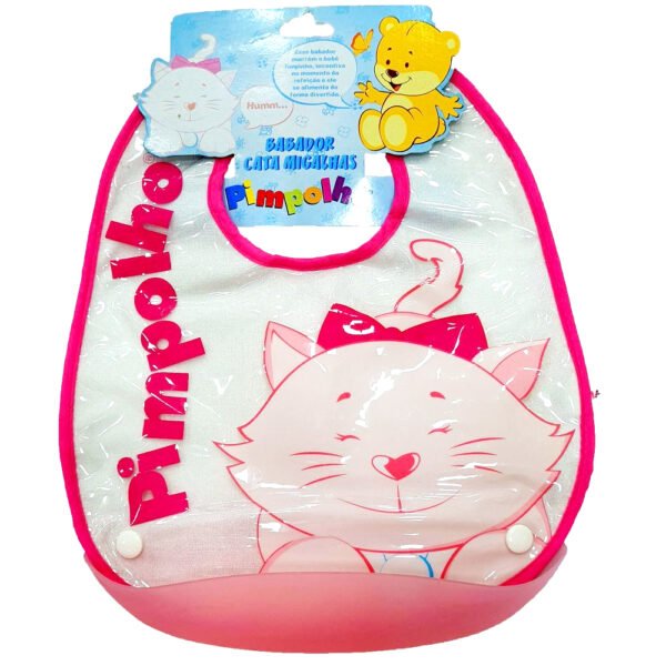 Babador Cata Migalhas Soft Plastico e Tecido Rosa Pimpolho