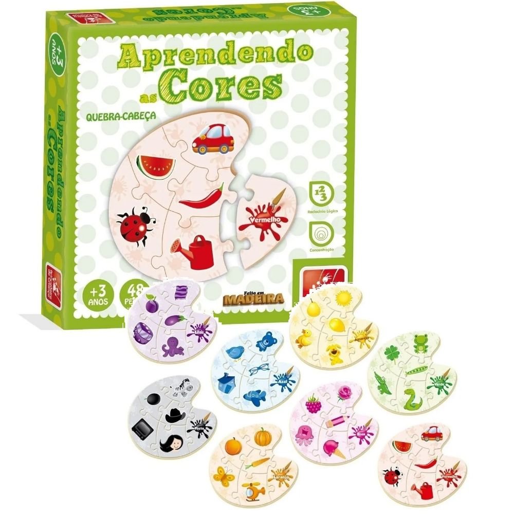 Jogo Educativo Aprendendo As Cores em Madeira +4 Anos – Papelaria