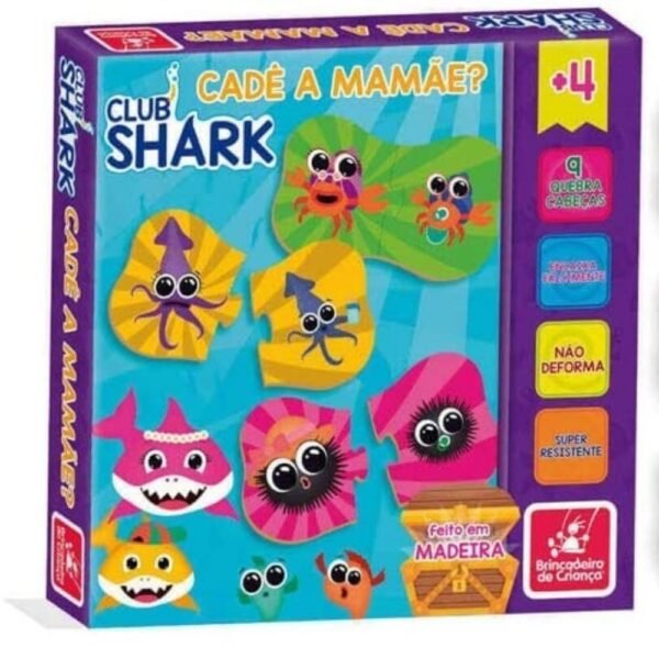 Jogo Educativo Quebra Cabeca Cade A Mamae Club Shark Madeira - Imagem 3