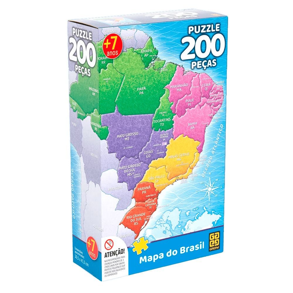 Jogo Quebra Cabeca Puzzle 200 Pecas Mapa do Brasil +7 Anos – Papelaria  Pigmeu