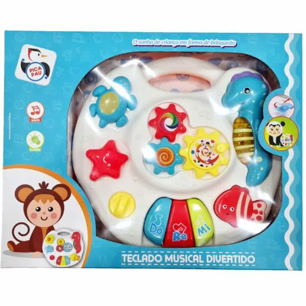 Brinquedo Para Bebe Mesinha Infantil Piano Luz e Som Mar - Image 4