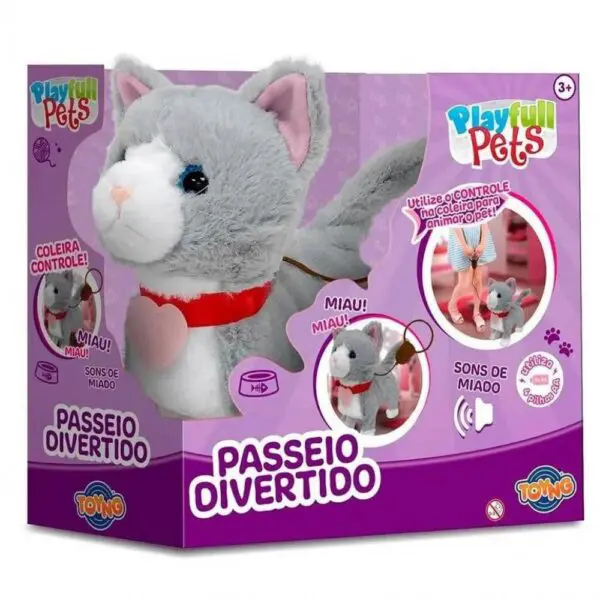 Gatinho De Controle Remoto Com Movimento E Som Cinza Toyng - Imagem 3