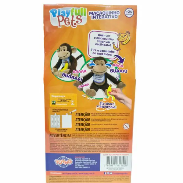 Macaquinho Pelucia Com Banana Sensor Interativo Playfull Pet - Imagem 4