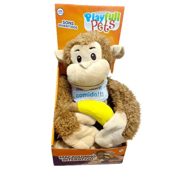 Macaquinho Pelucia Com Banana Sensor Interativo Playfull Pet