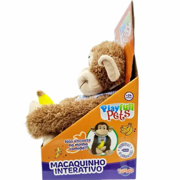Macaquinho Pelucia Com Banana Sensor Interativo Playfull Pet - Imagem 2