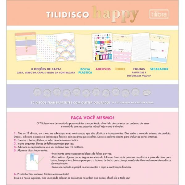 Caderno Universitario Tilidisco Happy 1M 80 Folhas Tilibra - Image 5