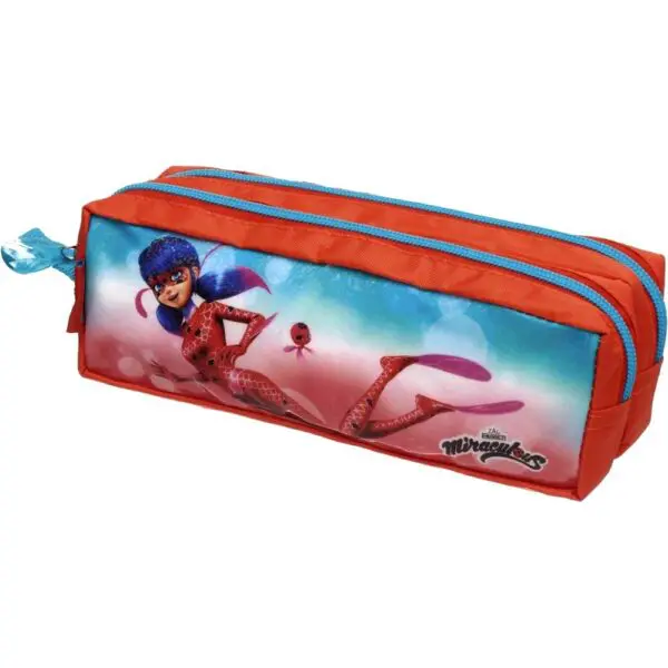 Estojo Duplo Escolar Miraculous Acqua Vermelho Pacific