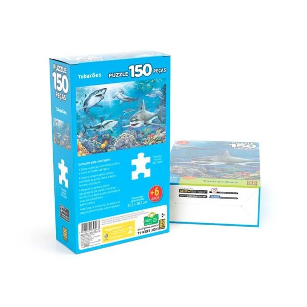Quebra Cabeca Puzzle 150 Pecas Tubaroes +6 Anos Grow - Image 2