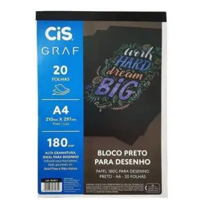 Bloco De Desenho Preto A4 180g Cis