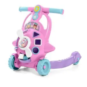 Andador Bebe Aviador Rosa Com Som +9 Meses Tateti