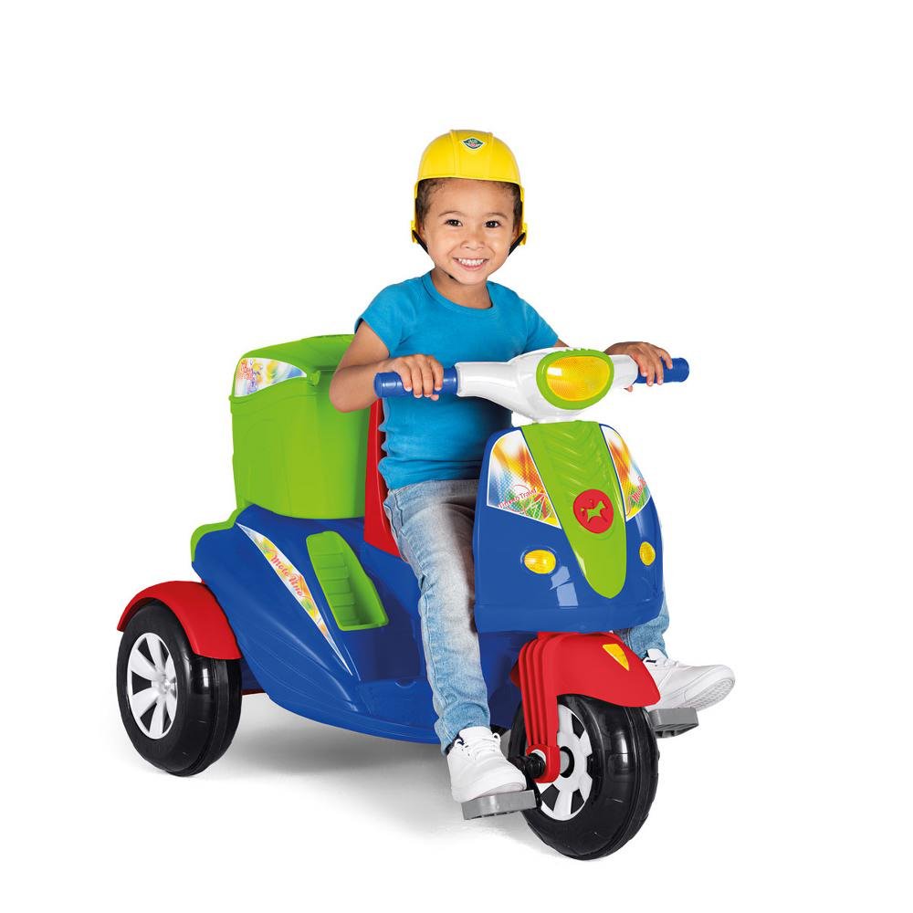 Triciclo Motoca Infantil Passeio c/ Empurrador Pedal Luz Som