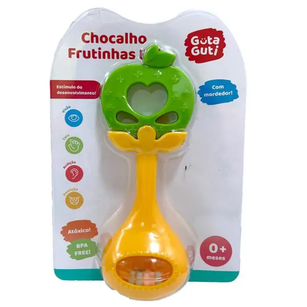 Chocalho Com Mordedor Frutinha Baby Maca +0 Meses DM Toys - Imagem 2
