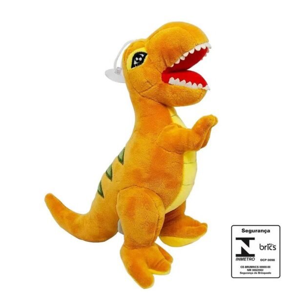 Dinossauro De Pelucia TRex Com Ventosa Laranja BBR Toys