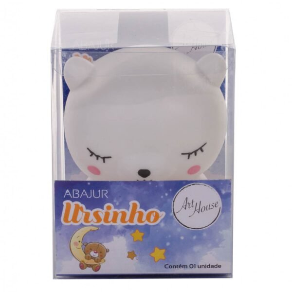 Luminaria Abajur Ursinho A Bateria 12Cm Branco