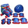 Patins Infantil 4 Rodas Kit de Protecao 34-37 Azul UniToys