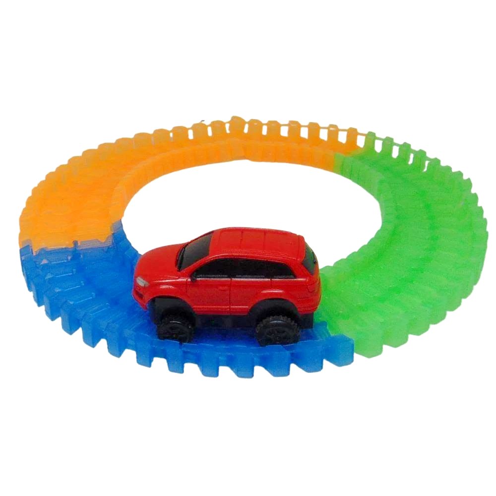 Brinquedo Infantil Carrinho e Pista Fluorescente c/ 150 peças - BBR