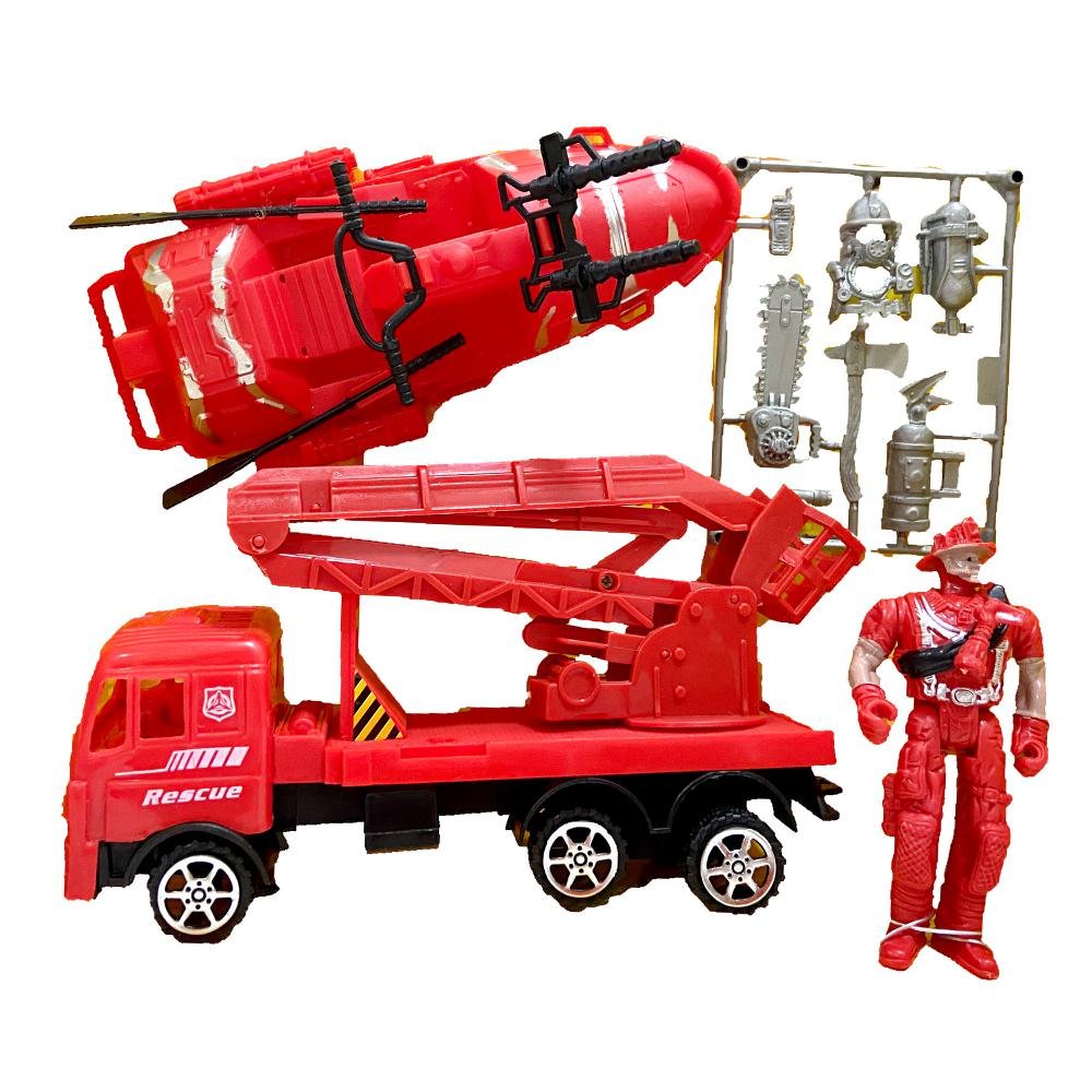 Kit Brinquedo Caminhão Bombeiro Fire Rescue - Chic Outlet