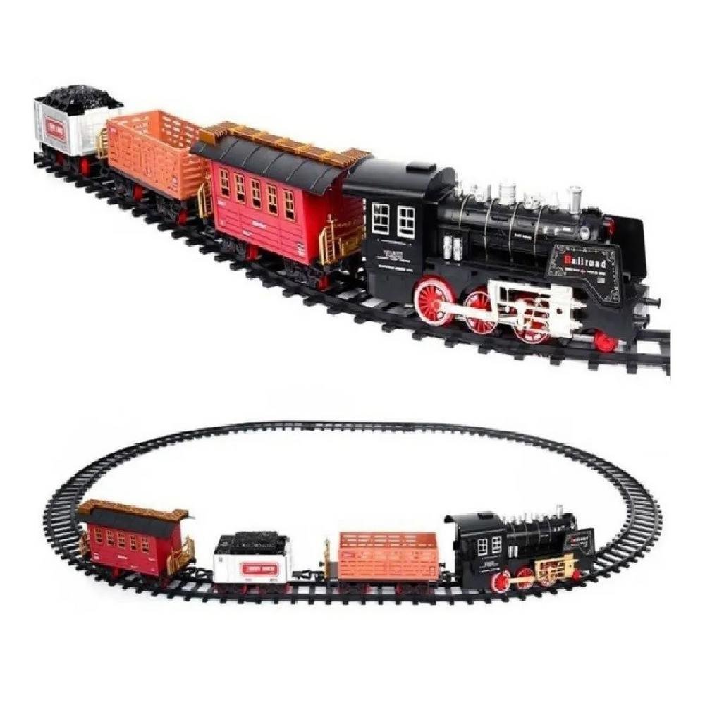 Trem eletrico infantil ferrorama locomotiva com som e luz trenzinho com  trilhos completo em Promoção na Americanas