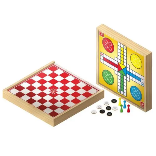 Jogo Classicos Educativo Dama e Ludo 2 Em1 em Madeira +6Anos