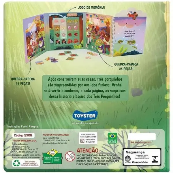 Livro Ilustrativo Os Tres Porquinhos + Jogos +4 Anos Toyster - Imagem 2
