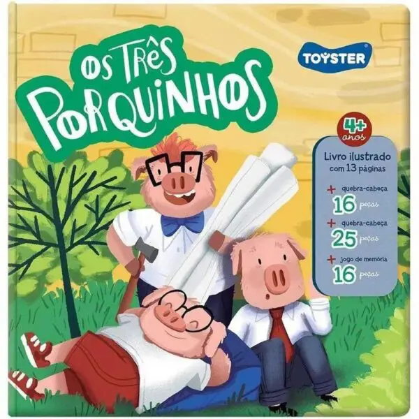 Livro Ilustrativo Os Tres Porquinhos + Jogos +4 Anos Toyster