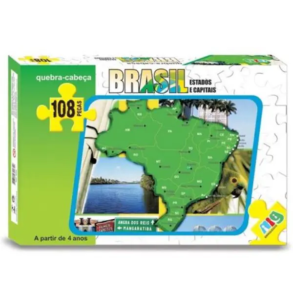 Quebra Cabeca Educacional Didatico Mapa do Brasil 108Pcs Nig