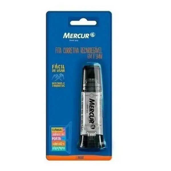 Corretivo Fita Recarregavel 6mX5mm Preto Mercur