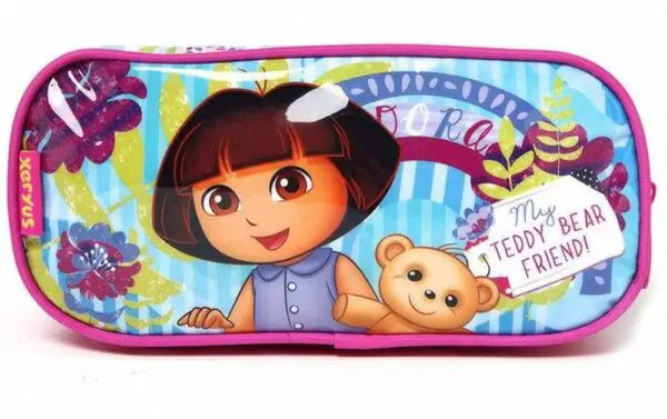 Estojo Escolar Duplo Dora Teddy Bear Roxo/Azul