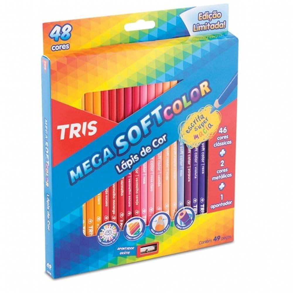 Lapis De Cor Mega Soft Color 48 Cores com 2 Metalicas Tris