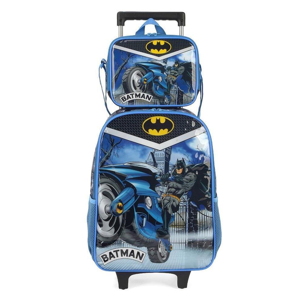 Kit Mochila De Rodinhas Lancheira Luxcel Batman Azul – Papelaria Pigmeu