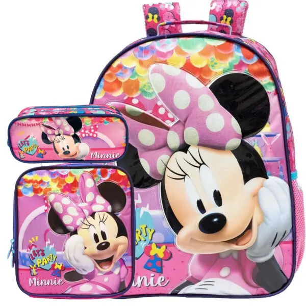 Kit Mochila de Costa+Lancheira+Estojo 16 Minnie R Xeryus