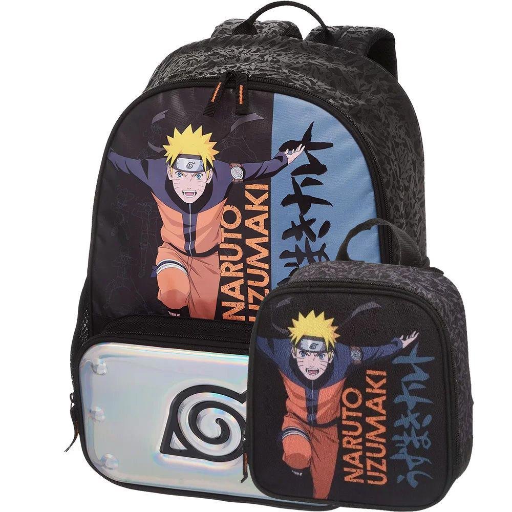Kit mochila e estojo grande padrão escolar Naruto uzumaki hokage