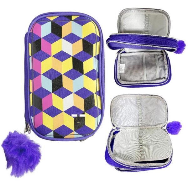 Estojo Box Duplo Neoprene Case Cubo Roxo Daterra