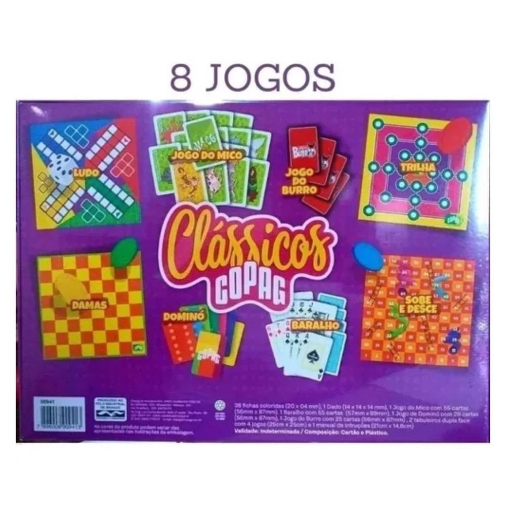 Jogo Clássicos (Ludo, Trilha, Damas, Sobe e Desce, Jogo do Burro