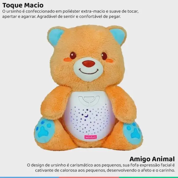 Pelúcia Infantil Ursinho Dorme Comigo Caramelo WinFun - Imagem 2
