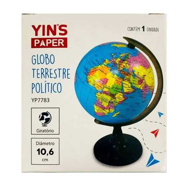 Globo Terrestre Politico 10,6cm em Plastico Yins - Imagem 2