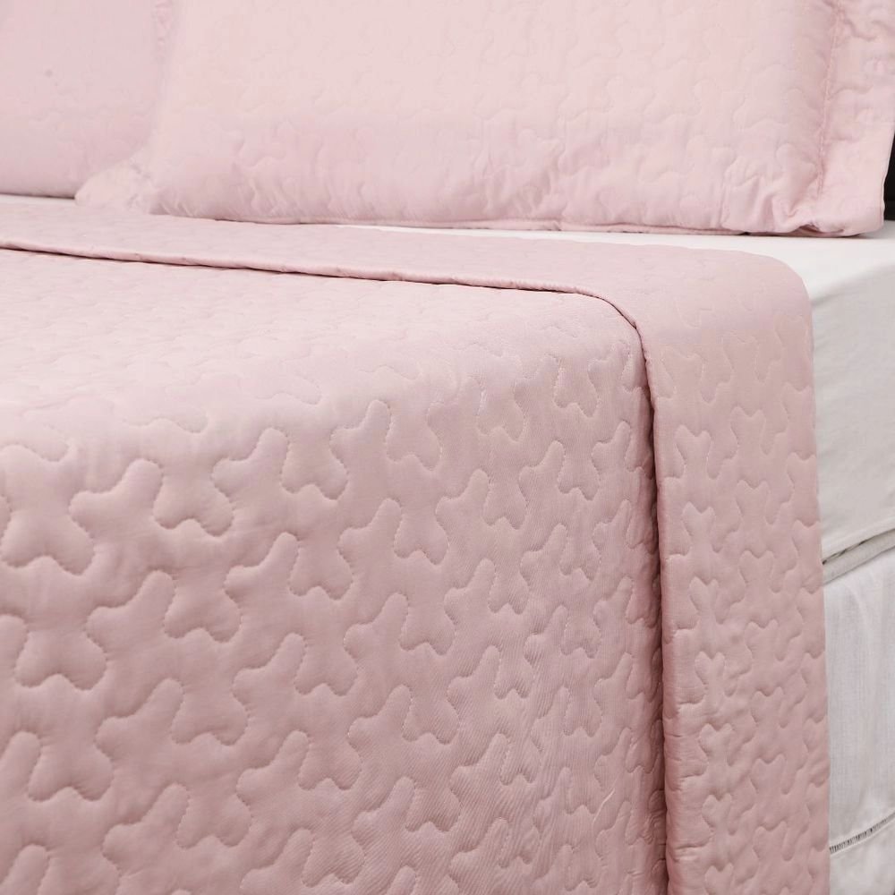 Colcha Queen Boutis Rosa com 2 Porta Travesseiros - Imagem 2