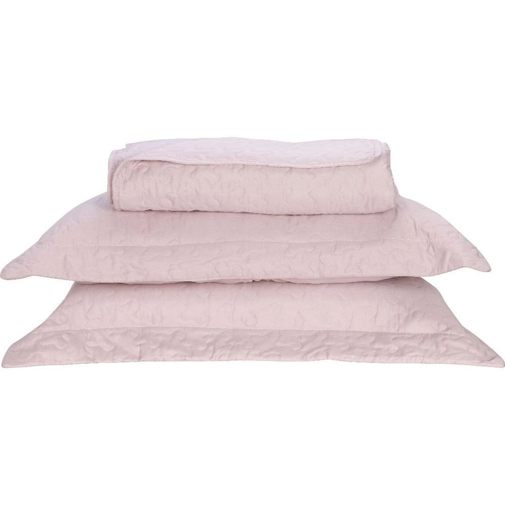 Colcha Queen Boutis Rosa com 2 Porta Travesseiros - Imagem 3