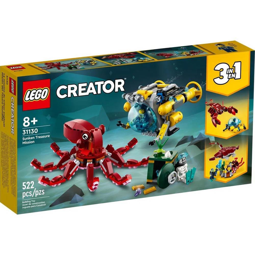 LEGO Creator 3 em 1 Missao do Tesouro Afundado 522 Pcs 31130
