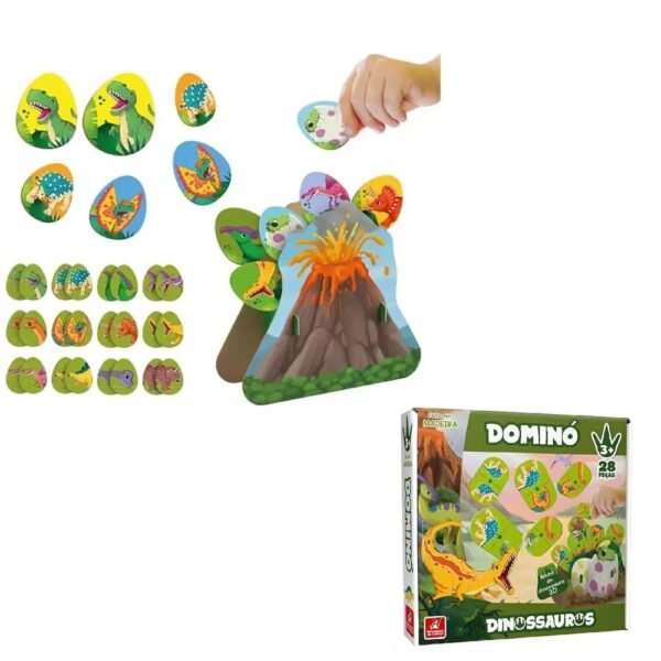 Domino Dinossauros Madeira Brincadeira de Crianca - Imagem 2