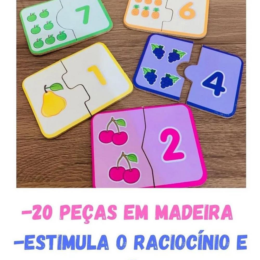 Jogo Pedagógico Encaixando Números 1 ao 10 em Madeira 20 Peças Coleção Be a  Bá - Nig Brinquedos - Mix Brinquedos