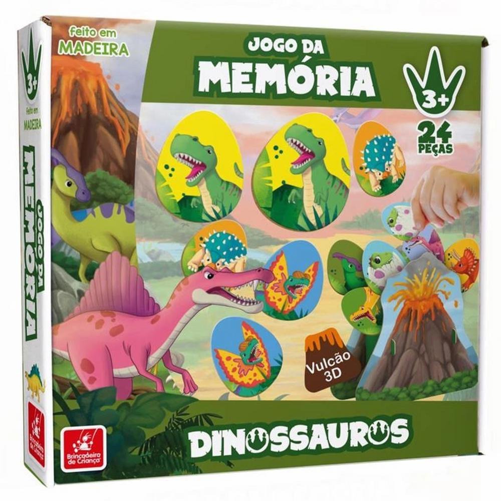 Jogo da Memoria Dinossauros Vulcao 3D 24 Pecas – Papelaria Pigmeu
