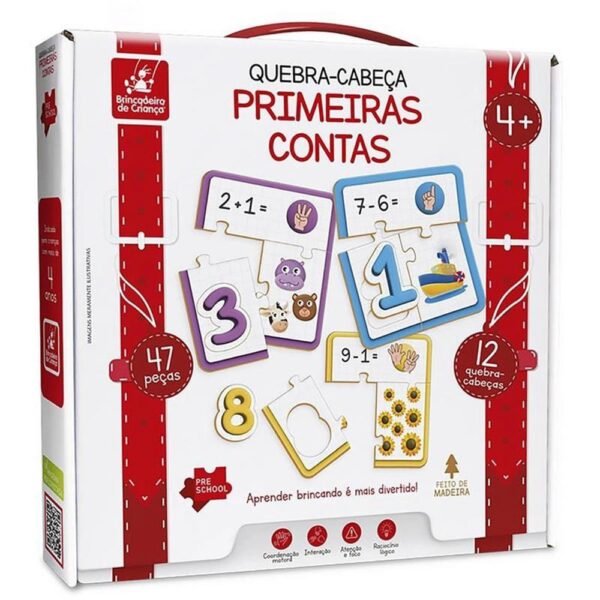 Quebra Cabeca Madeira Primeiras Contas 47 Pecas