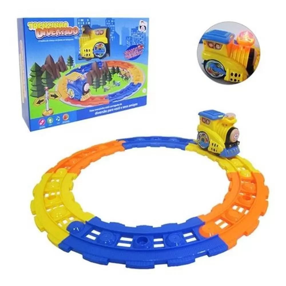 Trem Brinquedo Locomotiva Infantil 14 Peças Menino Inmetro Cor